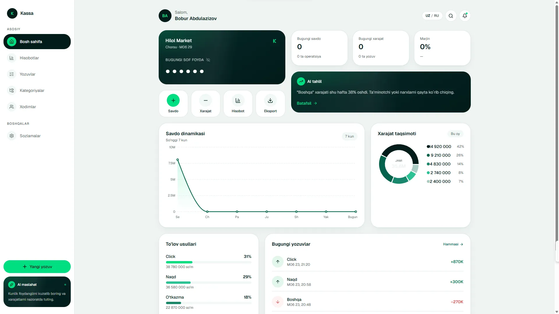 Ритейл · POS — Hilol Market — автоматизация торговли (Desktop)