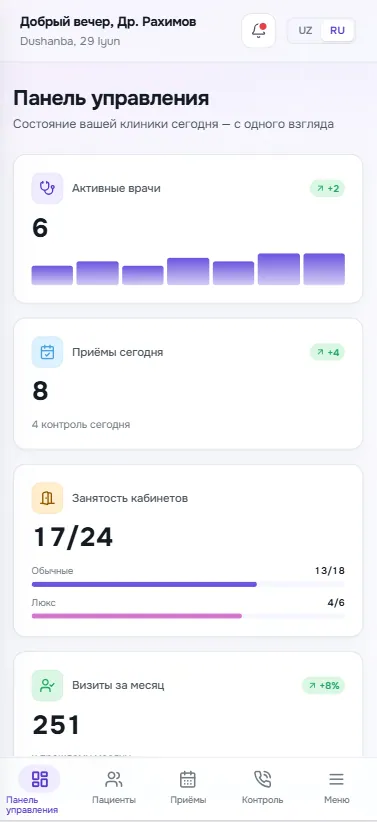 Медицина · CRM (PWA) — MedFlow — CRM клиники и приём пациентов (Мобильный)